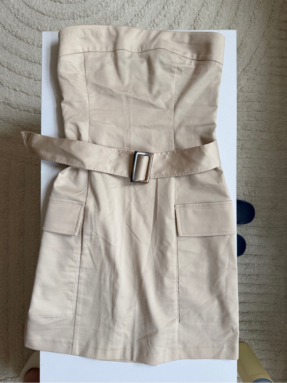 Abercrombie & Fitch Strapless Cream Mini Dress with Belt